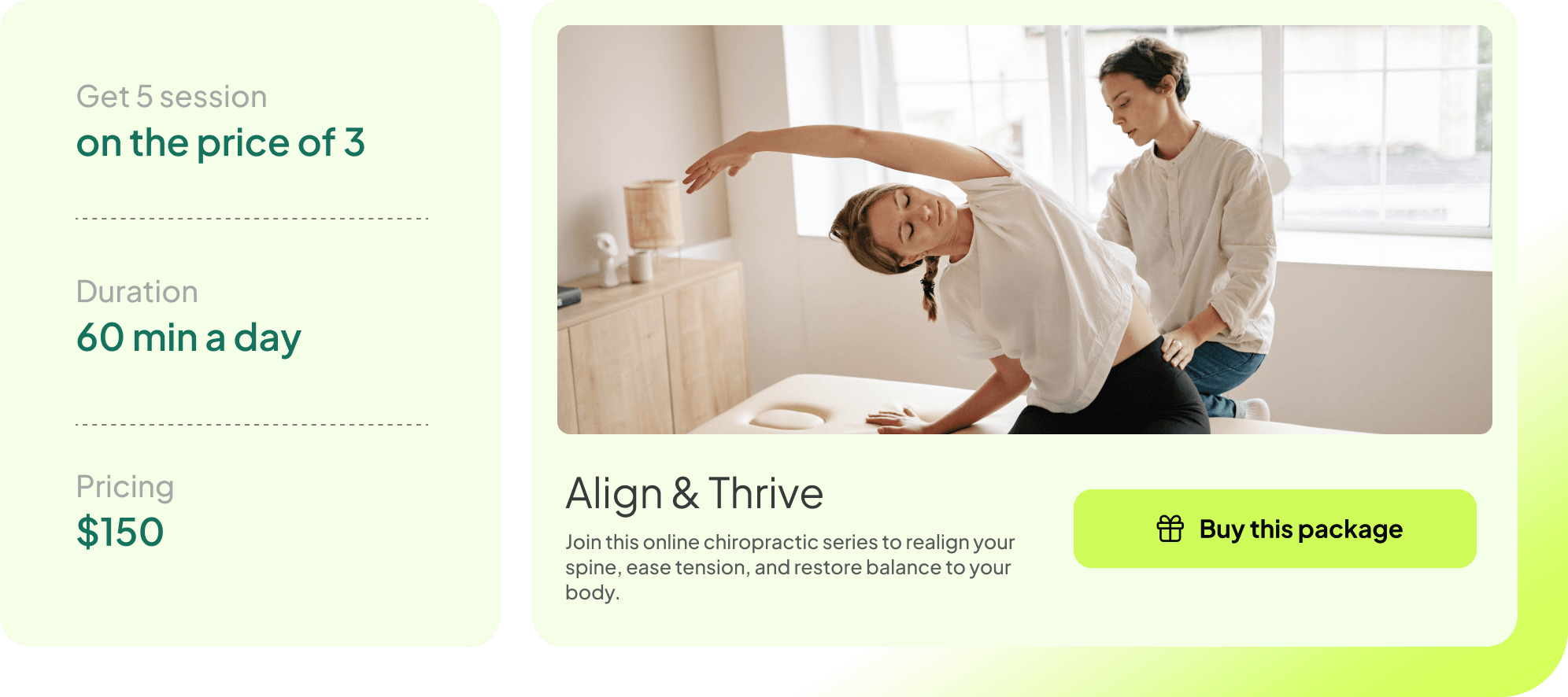 Flexible chiropractic care packages