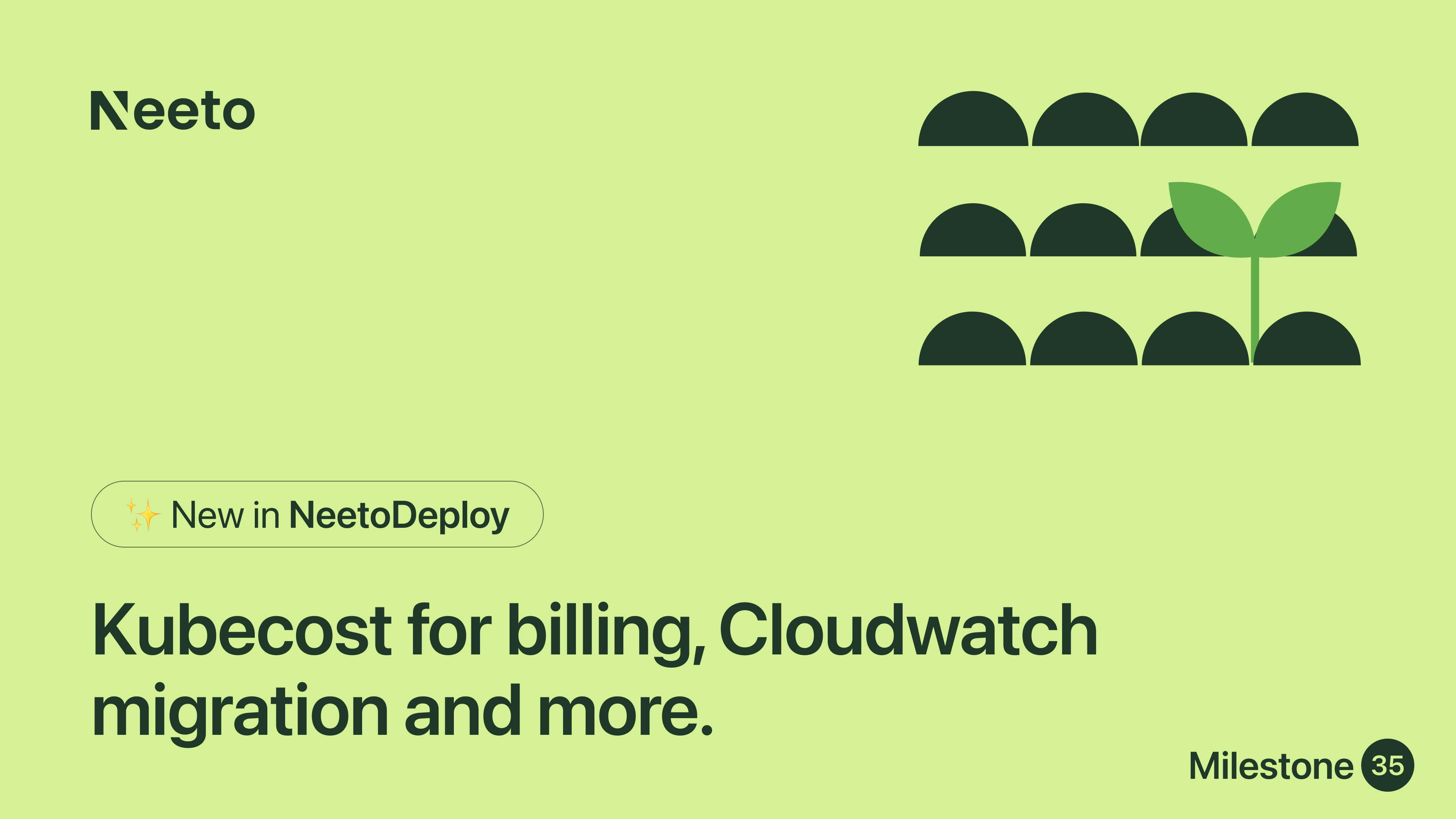 Milestone M35 - Kubecost for billing, Cloudwatch migration and more